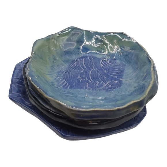 Lot 3 Sushi Wasabi Plates/Mini Catchalls. Boho chic. Gift Set or keep yourself! - Picture 7 of 7